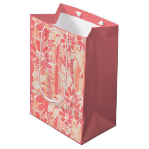 Bolsa De Regalo Mediana Patrón floral en tonos de melocotón de moda