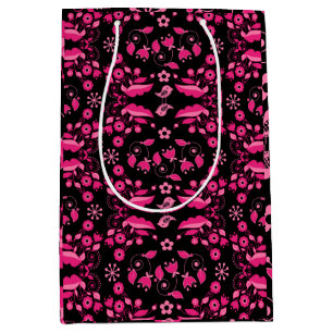 Bolsa De Regalo Mediana Patrón floral escandinavo rosa moderno