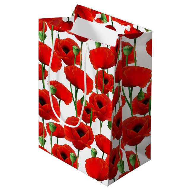 Bolsa De Regalo Mediana Patrón floral Red Poppies (Angulo Anverso)