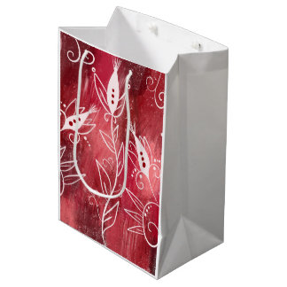 Bolsa De Regalo Mediana Patrón floral rojo