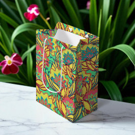 Bolsa De Regalo Mediana Patrón floral tropical de la Isla Occidental