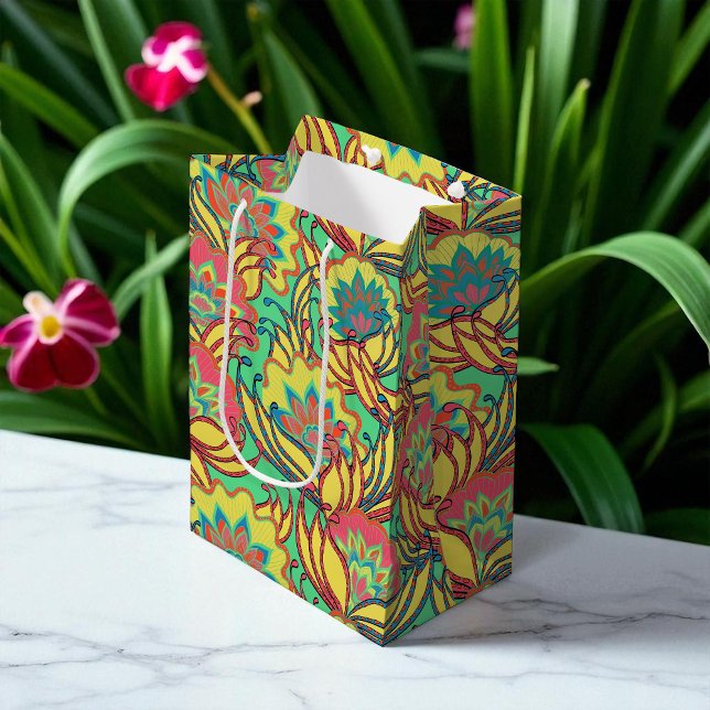 Bolsa De Regalo Mediana Patrón floral tropical de la Isla Occidental (Subido por el creador)