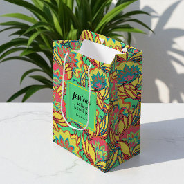 Bolsa De Regalo Mediana Patrón floral tropical de la Isla Occidental