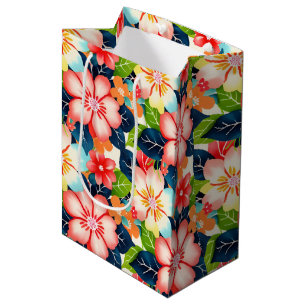 Bolsa De Regalo Mediana Patrón floral tropical vibrante