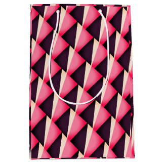 Bolsa De Regalo Mediana Patrón geométrico abstracto rosa y negro