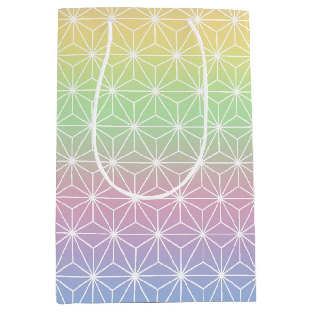 Bolsa De Regalo Mediana Patrón Geométrico Asanoha del Arcoiris esparcido (Anverso)