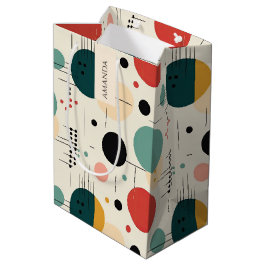 Bolsa De Regalo Mediana Patrón geométrico colorido de mediados de siglo