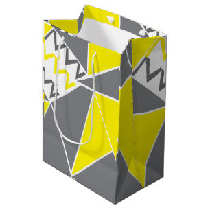 Bolsa De Regalo Mediana Patrón geométrico de la banda de chequeo de chevro