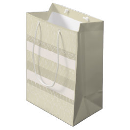 Bolsa De Regalo Mediana Patrón geométrico minimal beige blanco