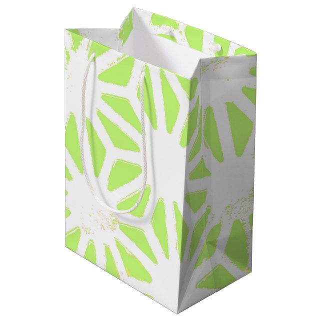 Bolsa De Regalo Mediana Patrón geométrico verde limón (Angulo reverso)
