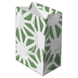 Bolsa De Regalo Mediana Patrón geométrico verde oliva y blanco