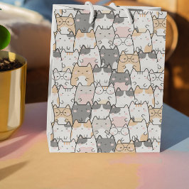 Bolsa De Regalo Mediana Patrón Kawaii de gatos sin mar