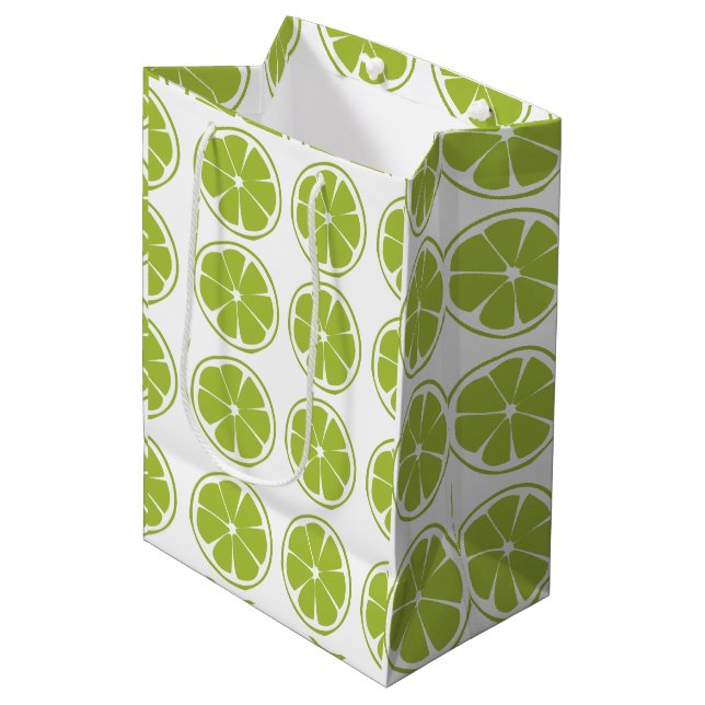 Bolsa De Regalo Mediana Patrón Lime Fruit Green Lime (Angulo Anverso)