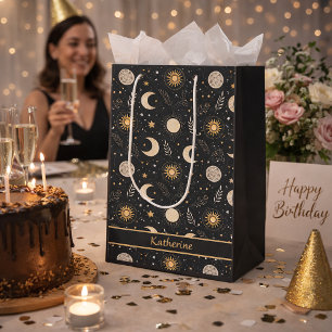 Bolsa De Regalo Mediana Patrón Lunar Celestial Místico Nombre Personalizad