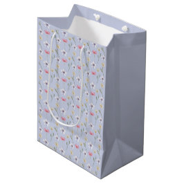 Bolsa De Regalo Mediana Patrón moderno de acuarela de flor silvestre azul