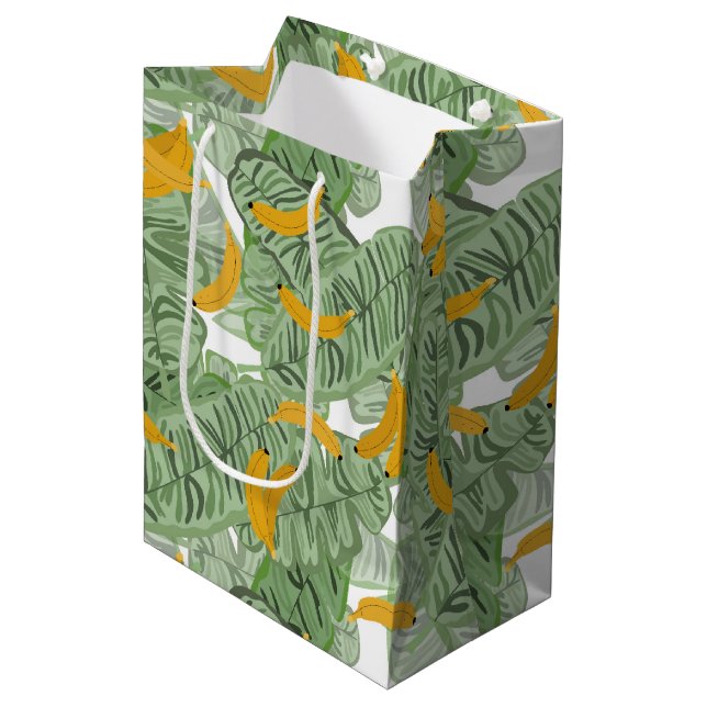 Bolsa De Regalo Mediana Patrón moderno de vegetación plástica tropical (Angulo Anverso)