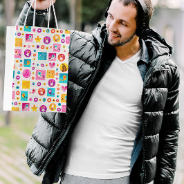 Bolsa De Regalo Mediana Patrón natural de flores y aves