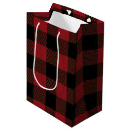Bolsa De Regalo Mediana Patrón negro rojo de relleno de búfalo