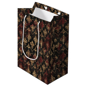 Bolsa De Regalo Mediana Patrón Persa Dorado Damask Noir (5)