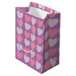 Bolsa De Regalo Mediana Patrón Pink Purple Love Hearts