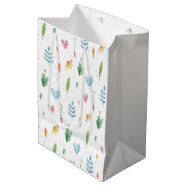 Bolsa De Regalo Mediana Patrón primaveral romántico acuarela inspirado en