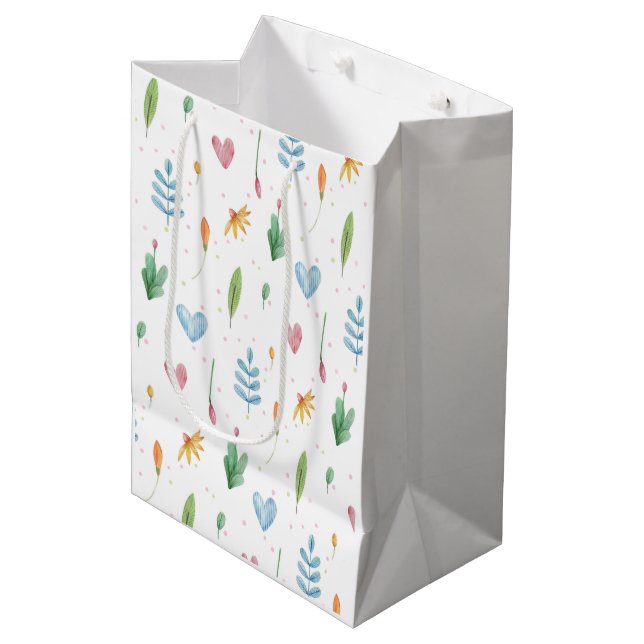 Bolsa De Regalo Mediana Patrón primaveral romántico acuarela inspirado en  (Angulo Anverso)