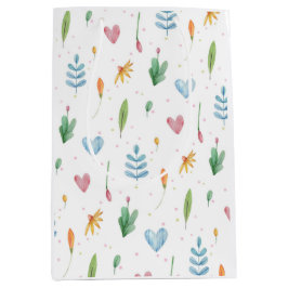 Bolsa De Regalo Mediana Patrón primaveral romántico acuarela inspirado en 