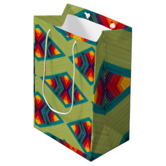 Bolsa De Regalo Mediana Patrón repetitivo colorido nativo americano