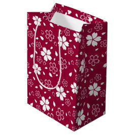 Bolsa De Regalo Mediana Patrón Sakura Rojo
