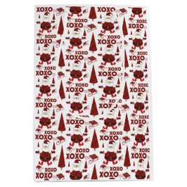 Bolsa De Regalo Mediana Patrón Santa de la moda del Tartán Rojo