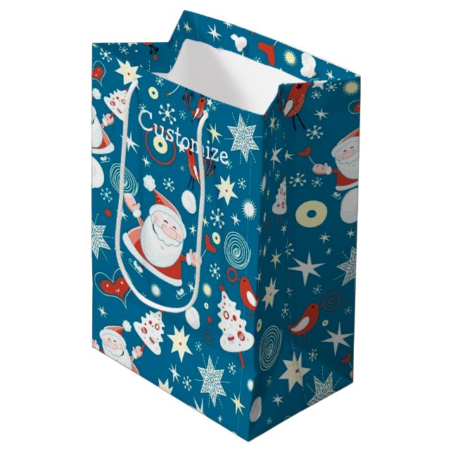 Bolsa De Regalo Mediana Patrón Santa de Navidades pequeños (Angulo Anverso)
