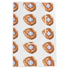 Bolsa De Regalo Mediana Patrón sin soldadura de béisbol y guantes