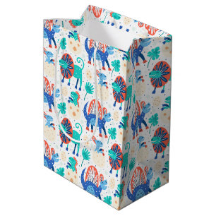 Bolsa De Regalo Mediana Patrón transparente de dinosaurios pequeños