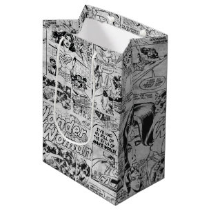 Bolsa De Regalo Mediana Patrón vintage de cómic de Mujer Maravilla