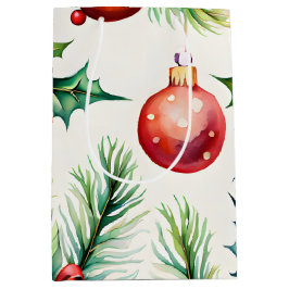 Bolsa De Regalo Mediana Patrones de adornos navideños festivos