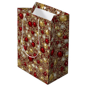 Bolsa De Regalo Mediana Patter Purpurina de Navidades festivos