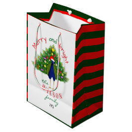 Bolsa De Regalo Mediana Pavo real de árbol de Navidad de vacaciones rojo y