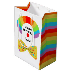 Bolsa De Regalo Mediana Payaso con peluca arcoiris Cumpleaños personalizad