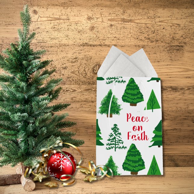 Bolsa De Regalo Mediana Paz personalizado en la Tierra | Patrón de árbol d (Subido por el creador)