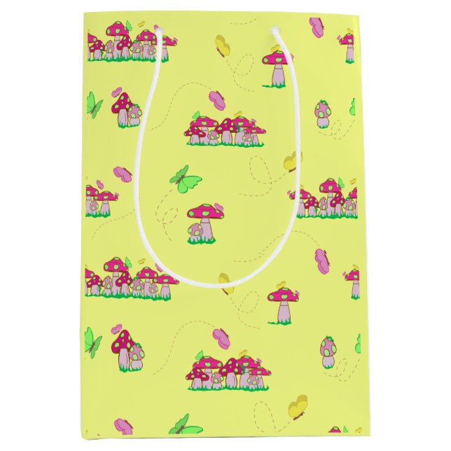 Bolsa De Regalo Mediana Peace Love Mushrooms Gift Bag (Anverso)