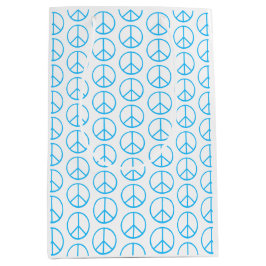 Bolsa De Regalo Mediana Peace Sign Blue Groovy Retro Fun