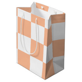 Bolsa De Regalo Mediana Peach Fuzz Checkered Gingham Pattern