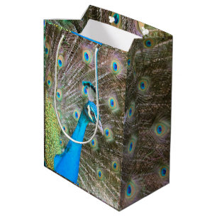 Bolsa De Regalo Mediana Peacock con plumas fuera - Foto de vida silvestre
