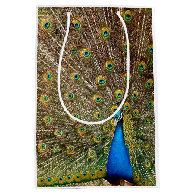 Bolsa De Regalo Mediana Peacock Tail Feathers (Anverso)