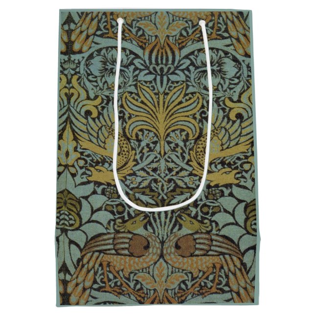 Bolsa De Regalo Mediana Peacock y Dragón (por William Morris) (Reverso)