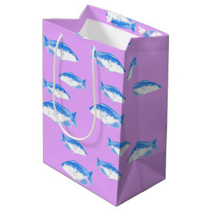 Bolsa De Regalo Mediana Peces azules en lila
