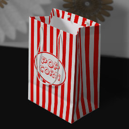 Bolsa De Regalo Mediana Película Roja Y Blanca Tema Popcorn