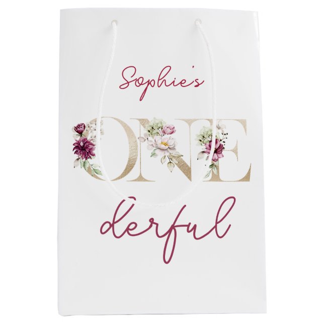 Bolsa De Regalo Mediana peonatos rosados onemaravillosas acuarelas de cump (Anverso)