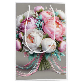 Bolsa De Regalo Mediana peonías Pastel, de Natasha Us