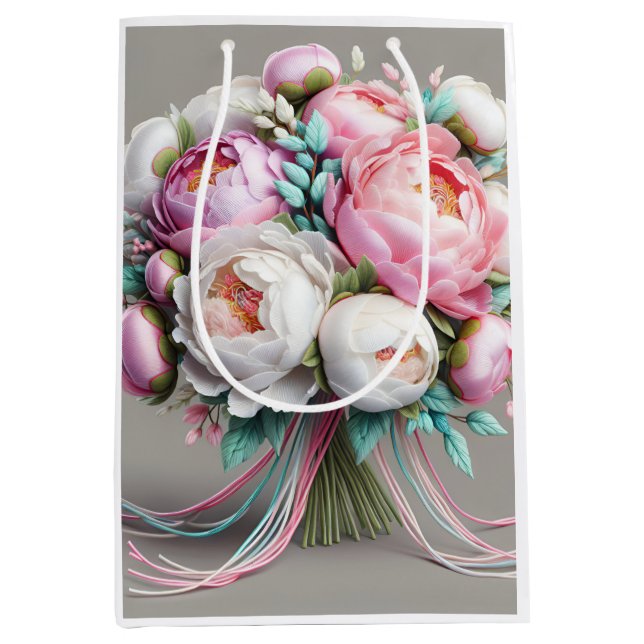 Bolsa De Regalo Mediana peonías Pastel, de Natasha Us (Anverso)